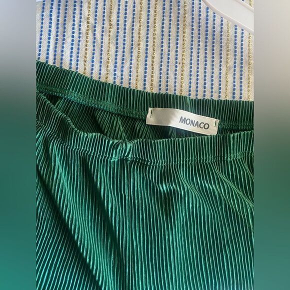 MONACO Suit Women Green 2 Pieces Shirt and pants set Sz L very comfortable NEW - Picture 14 of 16